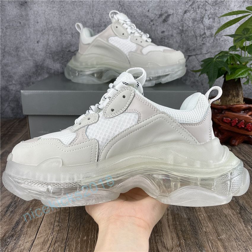 Paris Casual Shoes Triple S Clear Sole Trainers Dad Shoe Sneakers Black White Crystal Platform Men Women Scarpe Superior Quality Chaussures