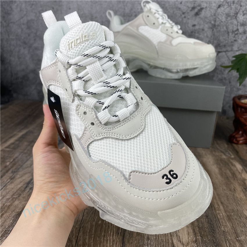 Paris Casual Shoes Triple S Clear Sole Trainers Dad Shoe Sneakers Black White Crystal Platform Men Women Scarpe Superior Quality Chaussures