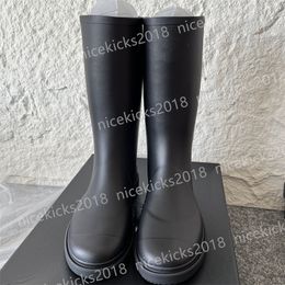 Luxury Designers Rain Boots Women Black Vintage Platform Shoes Rubber Rainboots Fashion Boot Stylish Olive Green Footwear Bottes De Pluie Rainy Master Quality