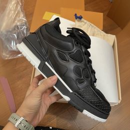 SK8 Black Designer Classic Women Mens Casual Shoes Skate Trainers Sneaker Top Quality Vintage Trainers Calfskin Fashion Sports Trainer Lace Up Sports Shoes TPU Sole