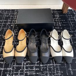 Top Quality Real Leather Mary Jane Slingback Sandal For Womens Buckle Strap Loafers Dress Designer Flat Vacation Shoes Factory