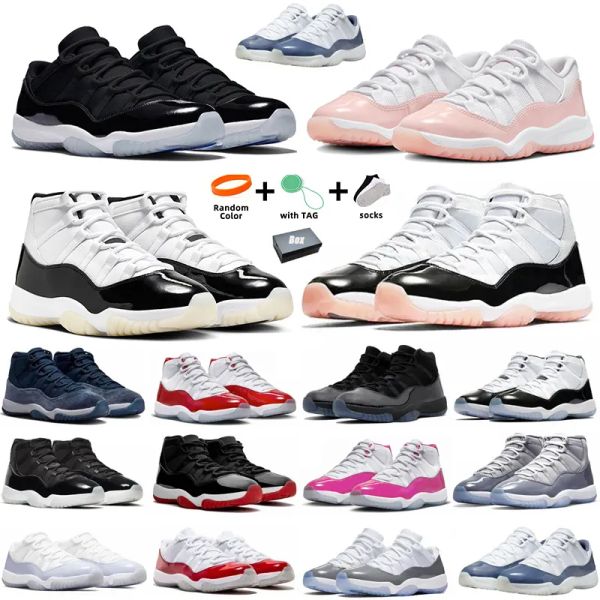 Top Qualitys 11s with Box Basketball Shoes 11 Men Women Traine Size 13 Cherry White Red Cool Grey Navy Space Jam Low Diffused Blue Trainers Sports Sneakers