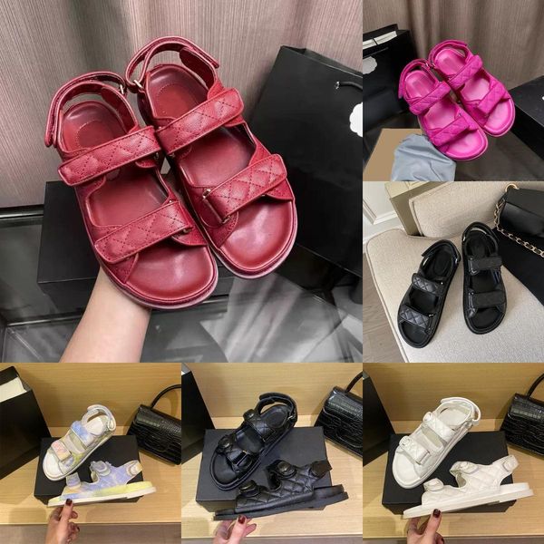 Designer Sandals Women Sandals Slippers Real Calf Leather Womens Slides Jelly Quilted Platform Grandad Sandal Beach Circular